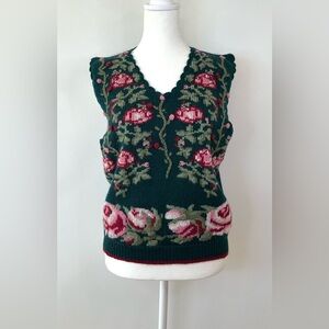 Vintage The Eagle’s Eye Roses Shabby Chic Sweater Vest